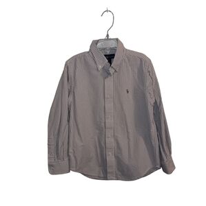 Boys Polo Ralph Lauren Striped Cotton Oxford Shirt, Blue/White, sz 7, LIKE NEW!